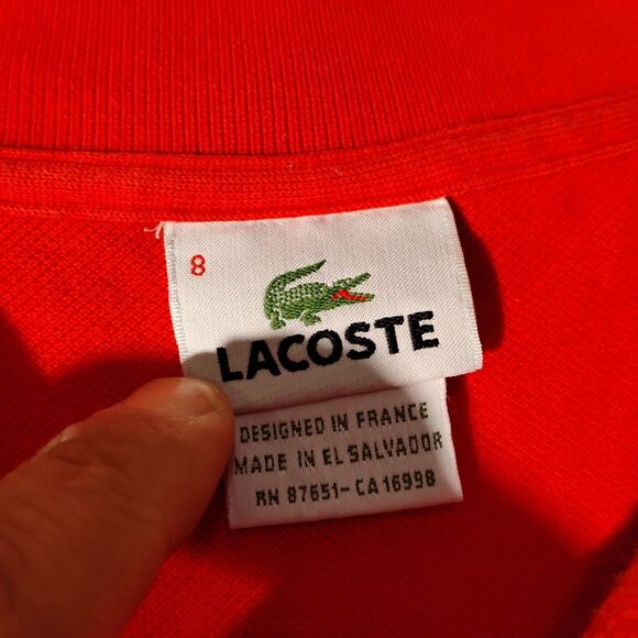 Lacoste polo shirt mens 2XL XXL 8 red short sleeve gator logo cotton 5191L - Picture 6 of 8
